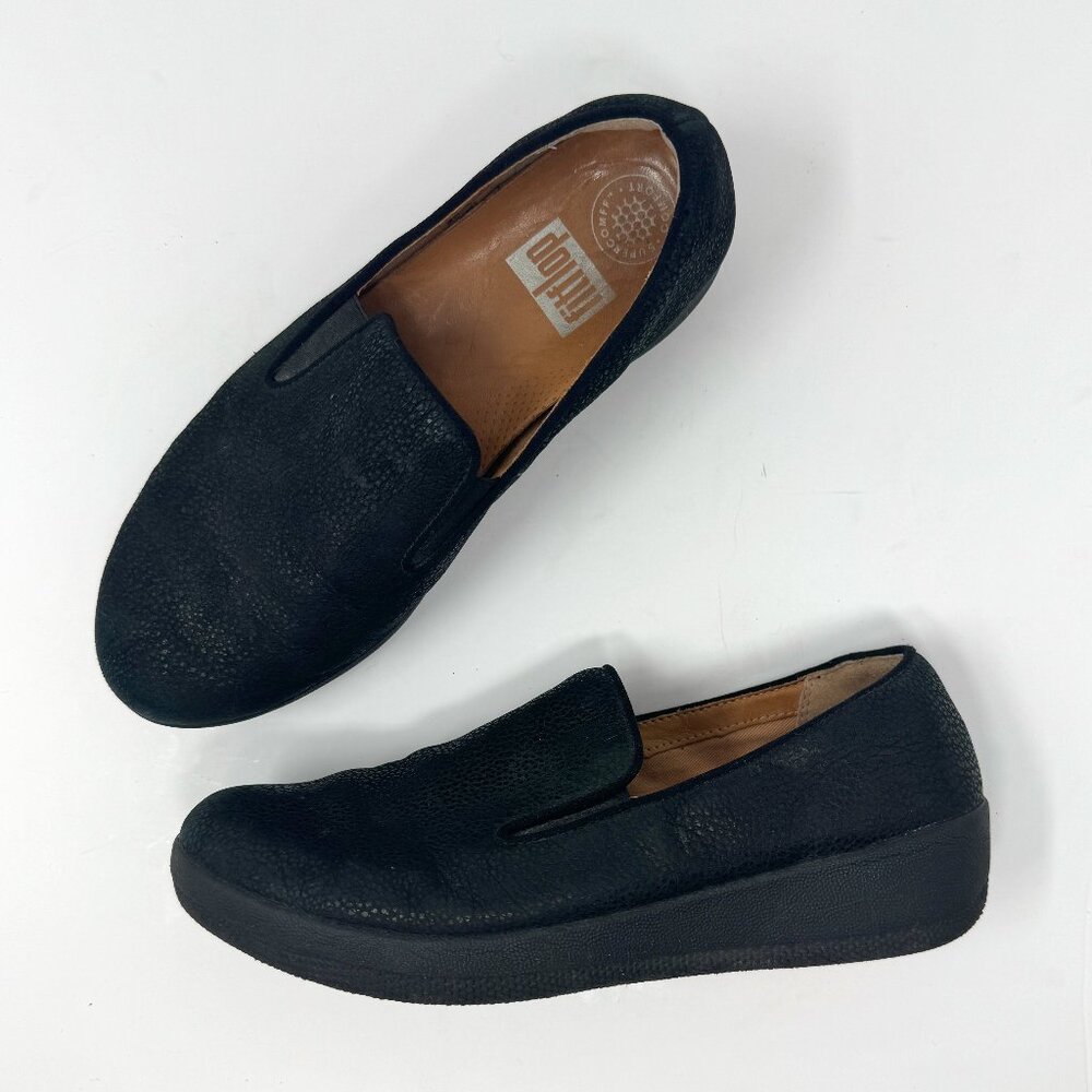 Fitflop Black Leather Loafers Dots US 6